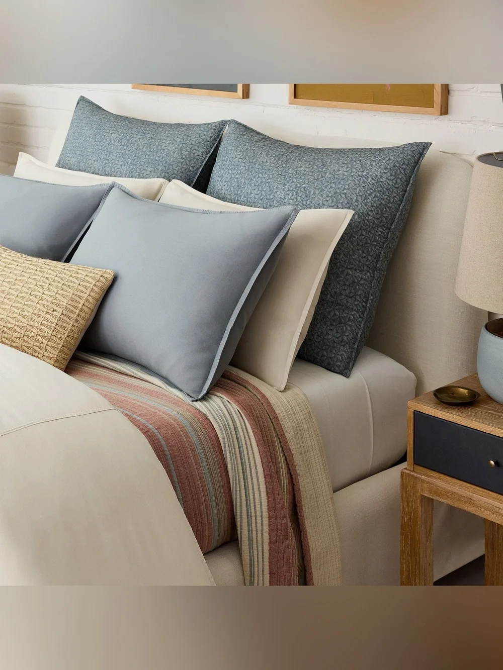 West Elm Lucie Floral Blue Ocean Set of two Sham Size King NEW
